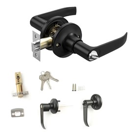 ALNKDH Door Handles,Door Handles Internal,Internal Door Handles,Bedroom Door Handles with Lock,Door Handle,Bedroom Door Lock,Door Handle with Lock,Door Lock with Keys,180×150mm (Black-1Pcs, 30-50mm)