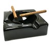 8" HankStar Large Black Ceramic Cigar Ashtray for Patio/Outdoor Use