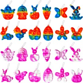 JDSTY 24Pcs Easter Pop Fidget Toys, Mini Easter Simple Pop Fidget Toys for Kids Boys Girls Toddlers Easter Basket Stuffers Gifts Egg Fillers Party Favors