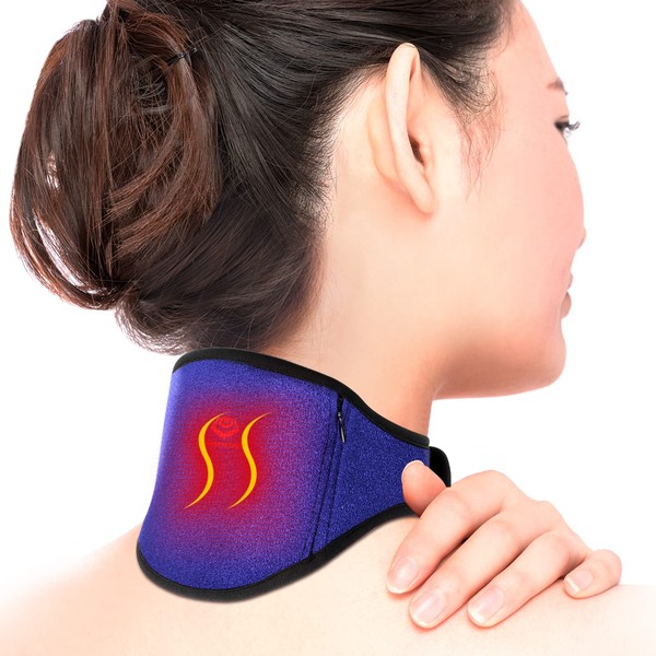 GRAPHENE TIMES Neck Supporter, Hot, USB Powered, 3 Levels of Temperature Adjustment, 1 Hour Power Auto Off, Cold Protection, Washable, Hot Pack, Neck, Shoulder, Lightweight, Odorless, Unisex, Blue