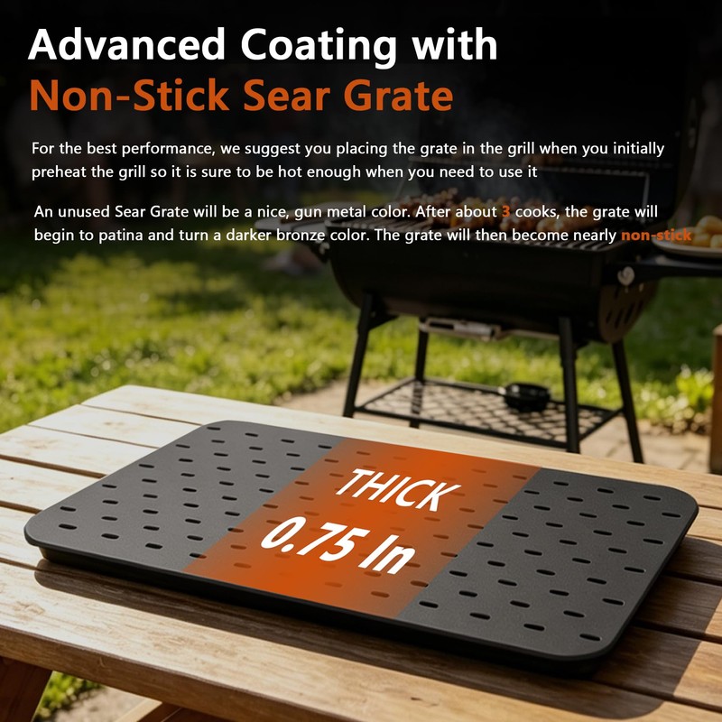BAC772 Reversible Sear Grate for Grills, 18.25” x 11.5” Anodized