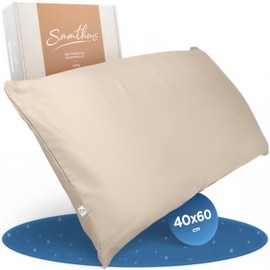 Samthus Pillowcase 40 x 60 cm Cotton Satin Oeko-Tex Made in Green Heavenly Soft Sleep with Breathable Cushion Cover 1 x Cushion Cover Beige with YKK Zip