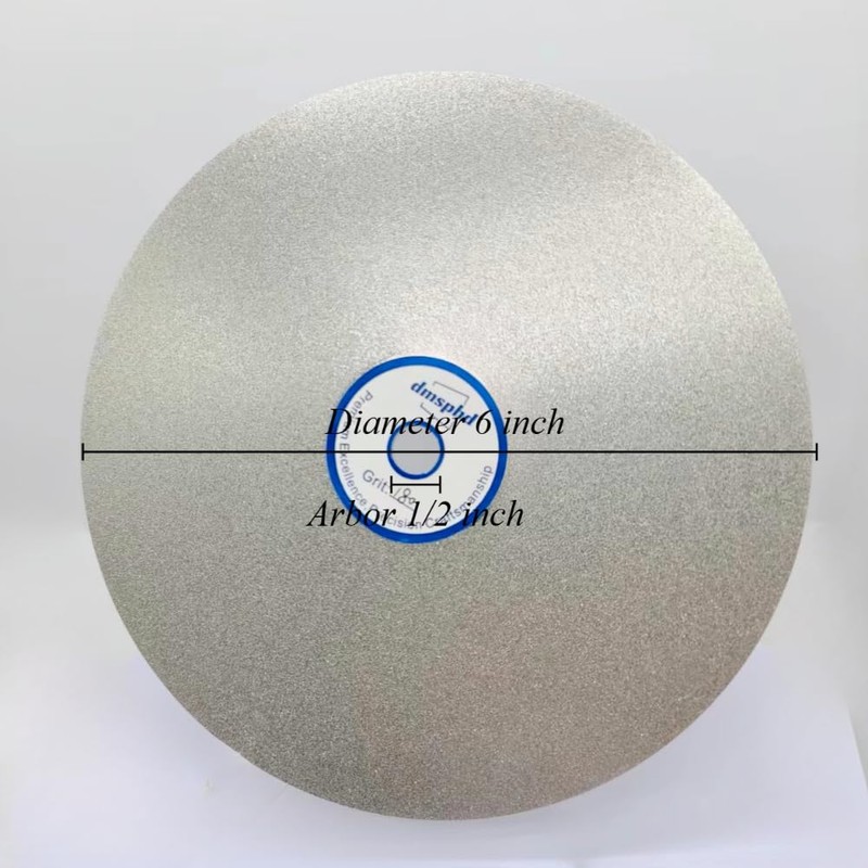 Diamond Flat Lap Disc, 6" x 1/2" Arbor, Diamond-Coated Grinding,