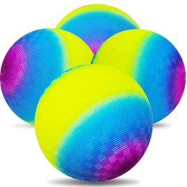 Visen 4Pcs Rainbow Playground Balls for Kids&Adults with 1 Hand Pump,8.5Inch Colorful Rubber Bouncy Balls,Inflatable Multi Colors Kick Balls Handball,Durable Indoor&Outdoor Play Toys (Purple)