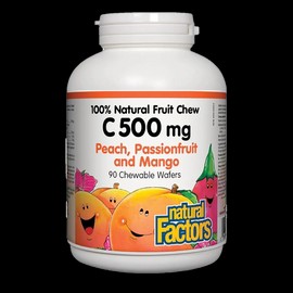 Natural Factors Vitamin C 500mg Peach, Passionfruit and Mango 90 Chewable Wafers