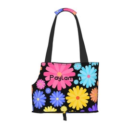 Paylamon Compatible Small Cat & Dog Portable Shoulder Bag, Collapsible Travel Pet Tote Bag, puppy carrier for Carrying on Planes, Buses, Subway (Small flowers)