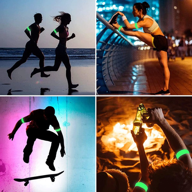 JSMTKJ 20 pieces reflective bands, snap bracelets, reflective snap bracelet,