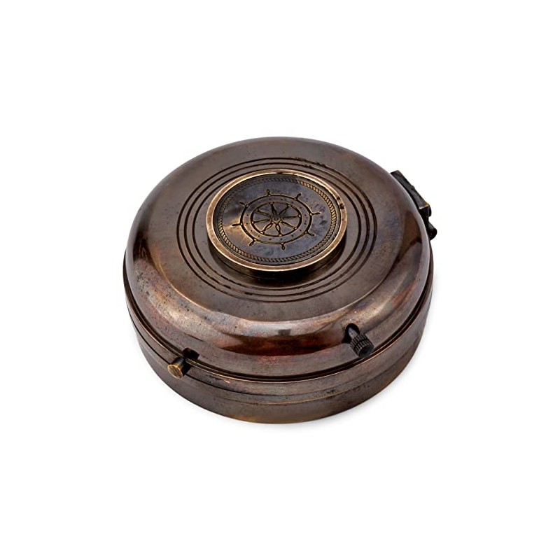 NKlaus Compass with Clock Antique Brass 8 cm Pocket Compass