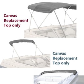 EliteShield 3 Bow Bimini Top Replacement Canvas Cover 3 Bow 72" L 91"-96" W Gray Color with Zippered Pockets