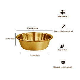 Thatyro 10Pack 2.3OZ Stainless Steel Sauce Dish, Seasoning Dishes, Premium Sushi Dipping Bowl Saucers, Metal Ramekins, Mini Appetizer Plates, Individual Condiment Sauce Cups (Gold)