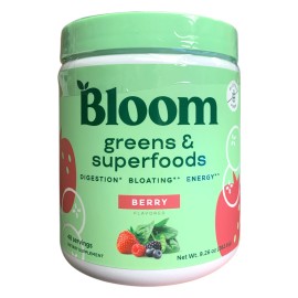 Bloom Nutrition Greens & Superfoods Supplement Powder, Berry Flavor, 9.26oz.