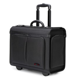 Alpine Swiss Rolling Briefcase Work Overnight Travel Bag Dual Locks Carry on Business Attache Case Black