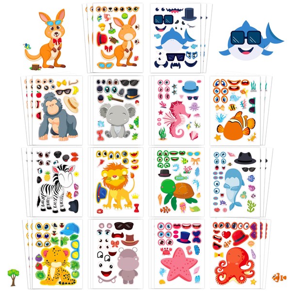 42 Make-a-Face Stickers for Kids, Mix and Match Your Own
