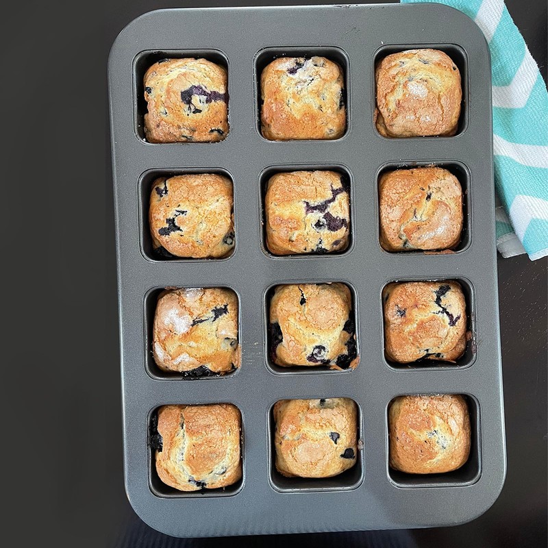 sourcing map Square Muffins Pan 12-Cup Grey Nonstick Square Cupcake