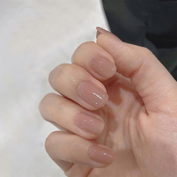 24PCS Semi-Transparent White French Tip Press-On Nails With Strong Glue