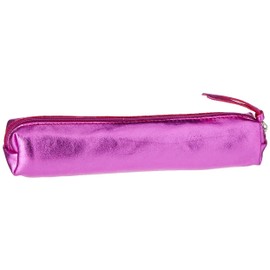 Clairefontaine - Ref 400008C - Cuirisé' Leather Slim Pencil Case - 4 x 2.5 x 19.5cm, Made From Genuine Lambskin Leather, Metal Zip With Leather Puller - Raspberry