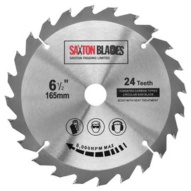 Saxton TCT Circular Wood Saw Blade 165mm x 20mm (16mm Ring) x 24 Teeth Compatible with Bosch Makita etc