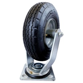 2-Swivel 8" Pneumatic Caster with zinc top Plate 360 Degree Rotation，Black Rubber Wheel - Capacity 700 lbs.