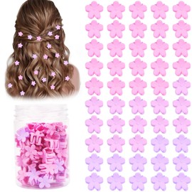 Atoden Mini Flower Hair Clips Small 50Pcs Cute Tiny Claw Clips for Bangs Thin Fine Hair Barrettes Decorative Floral Hair Accessories for Women Girls Teens (Purple Pink)