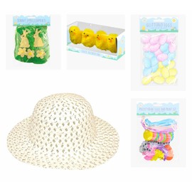 AKEDE Make Your Own Easter Bonnet Hat - Easter Bonnet Decorations - Easter Bonnet Decorations Kit - Easter Bonnet Kit - Glitter Eggs, Bonnet, Easter Chicks - Easter Kits Presents Gift Set Girls Boys
