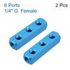 sourcing map G1/4 Thread 6 Ports 3 Way Manifold Block