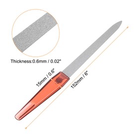 HARFINGTON 5pcs Metal Nail Files, 180 Grit Fingernail Files, Double Sided Natural Nail Files for Women Men with Plastic Handle, Steel Nail Files, Diamond Files with Sharp Pointed Tip, Brown