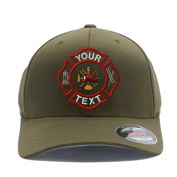 Custom Embroidered Firefighter hat. Flex Baseball 6277/6477 Baseball Cap. Firefighter