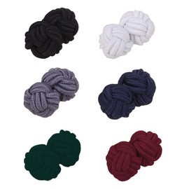 6 pairs of men's cufflinks, men's / women's silk fabric knot, silk knot cufflinks for shirt/dress, reusable