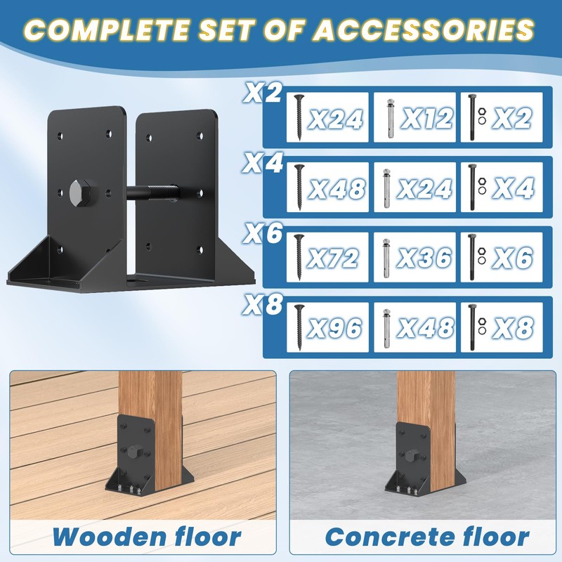 TAYORY 6x6 Post Base 2 Pcs,Inner Size 5.6"x5.6" Post Anchors,