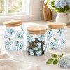 JarThenaAMCS 3Pcs Hydrangea Glass Storage Jars with Airtight Lid Blue