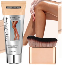 Tan Leg Makeup With Brush Leg Veins Cover up Makeup for Varicose Scar Freckles and Imperfections,Natural-looking Glow Legs Water Resistant Transfer Proof 100ML