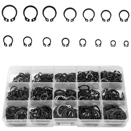 Snap Rings Assortment Set, 480PCS Carbon Steel C-Circlip External Retaining Rings 5-19mm (15 Sizes) for Axially Position on Shaft, Pin, Black