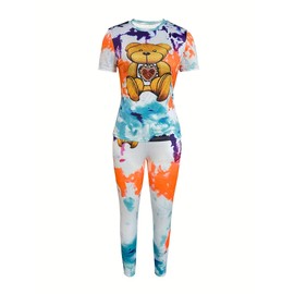 TOPONSKY - Conjuntos deportivos de dos piezas para mujer, pantalones largos y pantalones cortos, Bal Cute Bear, Medium