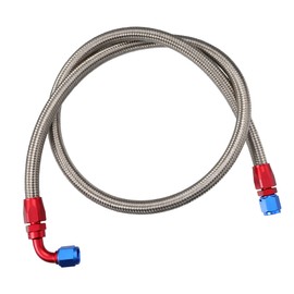 A ABSOPRO 6AN Car Fuel Hose AN6 3/8"CPE Oil Fuel Gas Line Hose Kits with Wheel Fitting Braided Stainless Steel 1 Meter Silver Tone