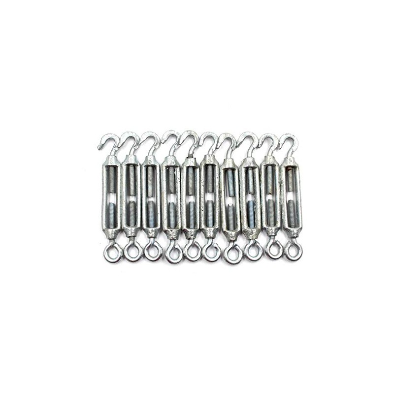 10 x Heavy Duty Galvanised Turnbuckle Strainer M5 Hook Eye