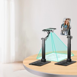 CamScanner Adjustable Phone Stand, Desk Mount with 360° Rotation, Magnetic Clip-on Holder for Phones and Tablets, Height Adjustable with Non-Slip Base