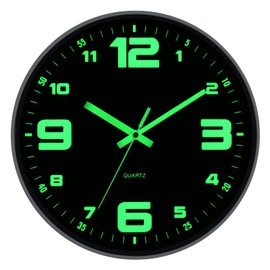HZDHCLH Luminous Wall Clock 12 Inch Silent Non Ticking Clock for Living Room Bedroom Kitchen Office