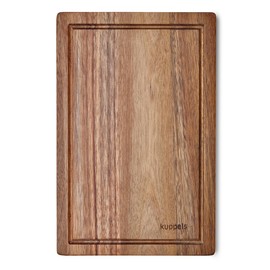 Kuppels DICE Chopping Board, Acacia Wood, 32 x 21 x 1.5 cm, Wooden Board with Juice Groove, Blade-friendly, Chopping Board, Wooden Serving Board, Bread Board, Wooden Board Kitchen