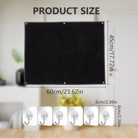 Hshenjhu Wall Patch Board, Wall Patch Scoreboard, Wall, Tactical Patch Display Board with Eyelets, Foldable Board Patches with 6 Hooks, Black, 60 x 45 cm