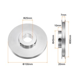 HARFINGTON V-Type Pulley 25mm Bore 100mm Outer Dia Single Groove Aluminum Alloy for 6mm PU Round Belt Motor Shaft Drilling Machine with Installations