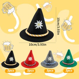 MIYUANGKJ Pack of 12 Oktoberfest Hat Decoration Mini Seppel Hat Small Felt Hat Traditional Hat Table Decoration Bavarian Decoration Party Confetti Felt Hat Decoration for Carnival Oktoberfest Costume