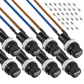 EPLZON 6 x 30 mm Black Screw Cap Fuse Holder 250 VAC 10 A 125 VAC 15 A with Pre-Soldered Wires and 10A/15A Quick Bubble Glass Fuse Kit