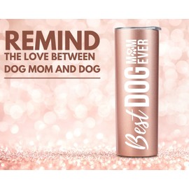 Onebttl Dog Mom Gifts for Women, Dog Lovers Tumbler Insulated Stainless Steel Cup (590ml, Rose Gold)
