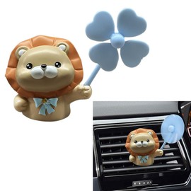 Cute Lion Car Air Fresheners Vent Clips, Rotating Windmill Car Aroma Diffuser Outlet Clip, Animal Car Dashboard Air Vent Trim Clip, Auto Interior Decoration Accessories (Lion)