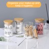4 Pack Qtip Holder, Glass Dispenser with Bamboo Lids for