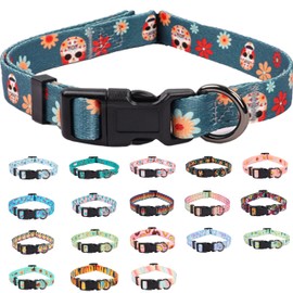 COSYHOMELONDON Dog Collar for Small Dogs, Cute Small Medium Large Dog Pet Collar, with Floral Patterns, Soft Adjustable for Boy Girl Female Male Puppy Dog Collar (Animal Print F, m)