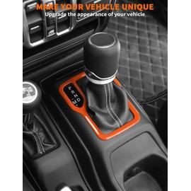 Savadicar Orange Interior Accessories - Shifter Base Bezel Trim for 2018-Present Jeep Wrangler JL JLU 4XE & Gladiator JT - Solid Color Interior Decor Upgrade Option, 1-Piece