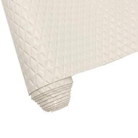 Glossy Geometry Vinyl Faux Leather Sheets, 12 x 54 inch Embossed Diamond Plaid Synthetic PU Fabric for DIY Handicrafts Keychains Pouches Making-White