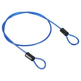 PATIKIL Security Steel Cable 2.5mm x 0.5m/1.64ft Coated Luggage Lock Wire Rope with Double Loop Blue