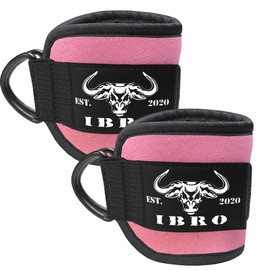 IBRO Ankle Strap for Cable Machines & Resistance Bands, Premium Padding Secure Fit, One Size Fits All, Kickbacks, Glute Workouts, Hip Abductors - Ankle Straps for Lower Body Exercise Pair Rose Pink